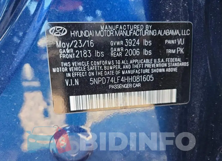 5NPD74LF4HH081605 Photo# 12