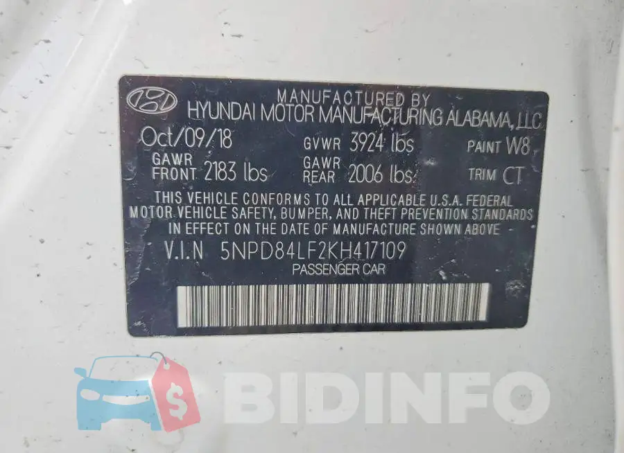 5NPD84LF2KH417109 Photo# 12