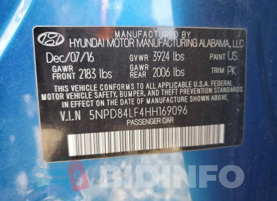 5NPD84LF4HH169096 Photo# 13