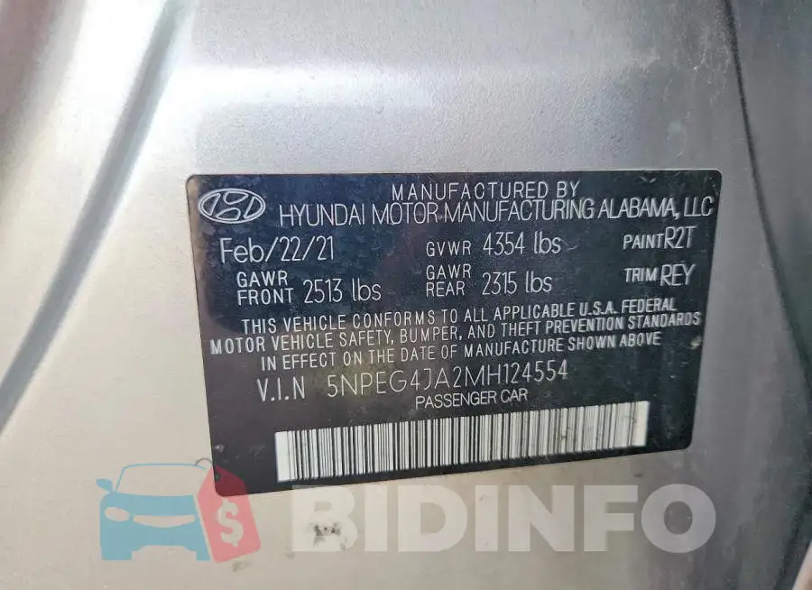 5NPEG4JA2MH124554 Photo# 12