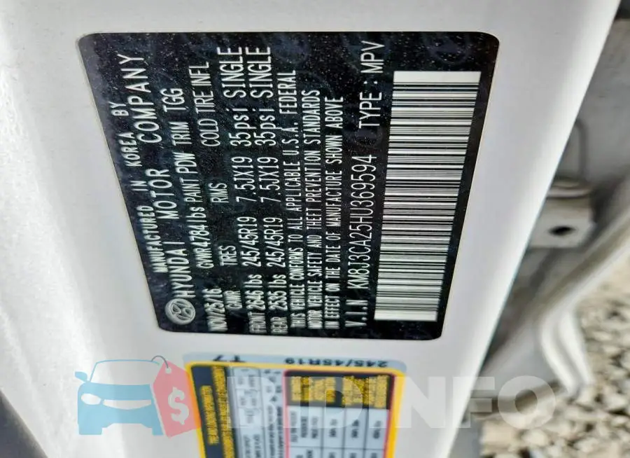 KM8J3CA25HU369594 Photo# 13