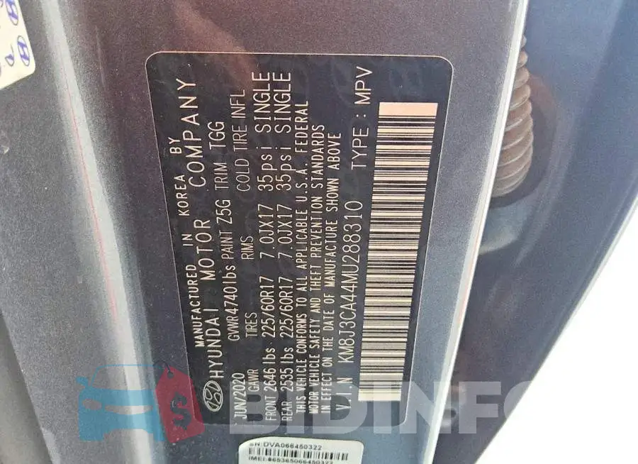 KM8J3CA44MU288310 Photo# 13