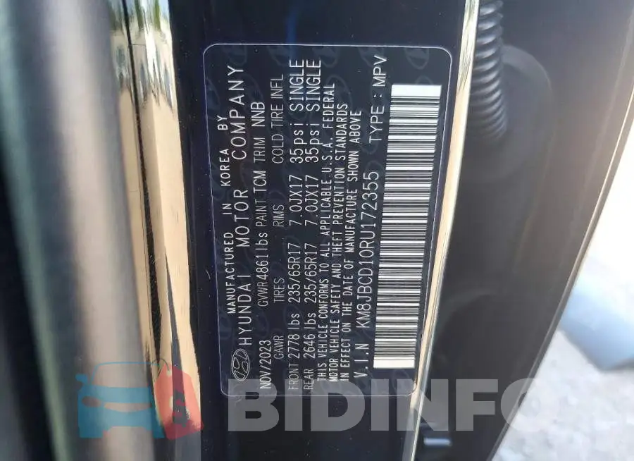 KM8JBCD10RU172355 Photo# 14