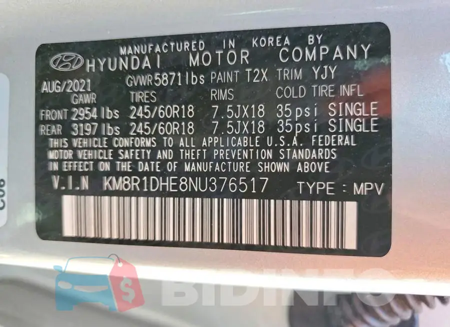 KM8R1DHE8NU376517 Photo# 14