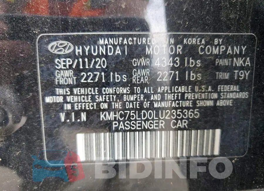 KMHC75LD0LU235365 Photo# 13