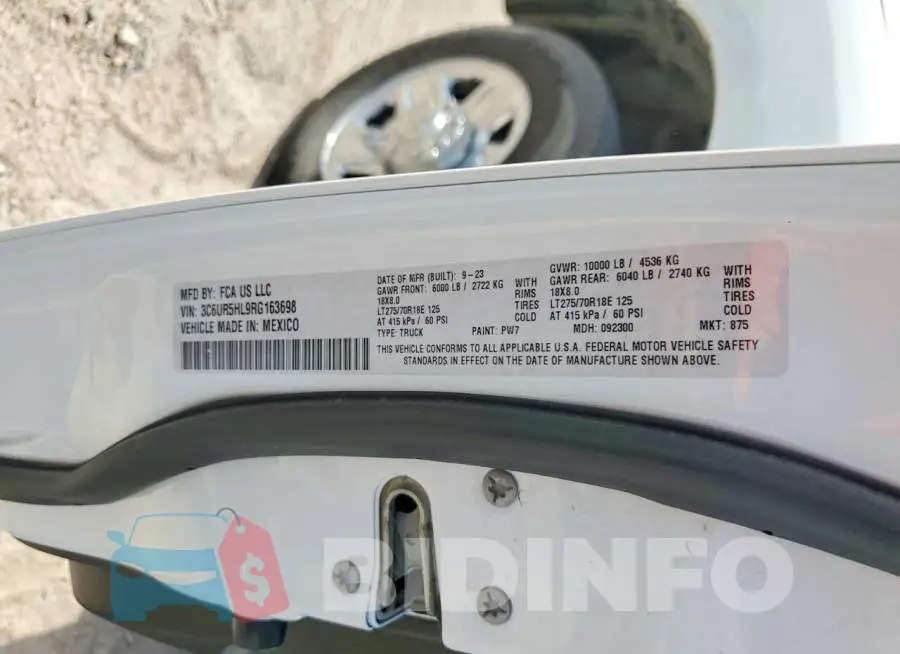 3C6UR5HL9RG163698 Photo# 12