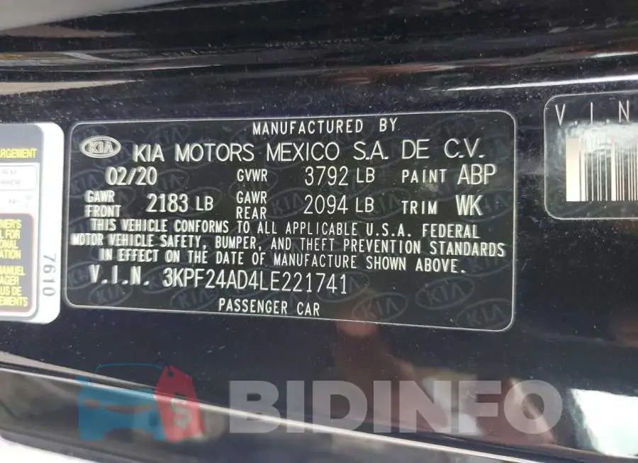 3KPF24AD4LE221741 Photo# 12