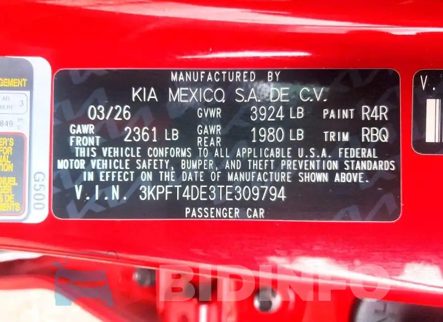 3KPFT4DE3TE309794 Photo# 13