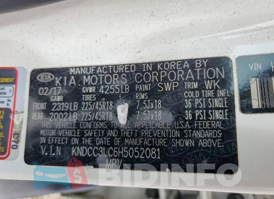 KNDCC3LC6H5052081 Photo# 13