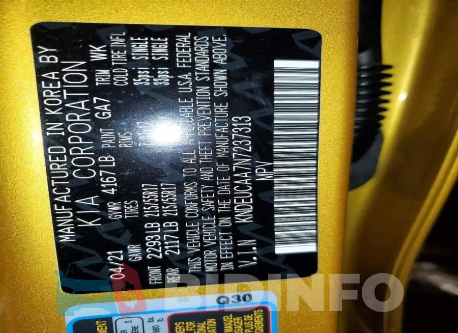 KNDEUCAA7N7237313 Photo# 13