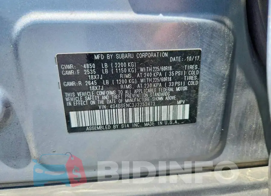 4S4BSENC3J3253473 Photo# 13