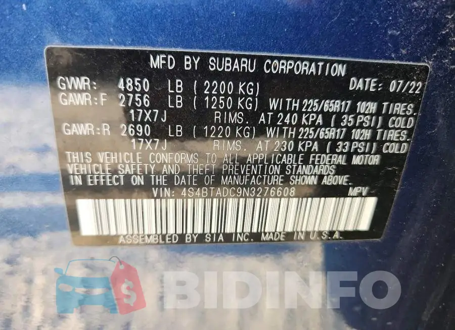 4S4BTADC9N3276608 Photo# 12