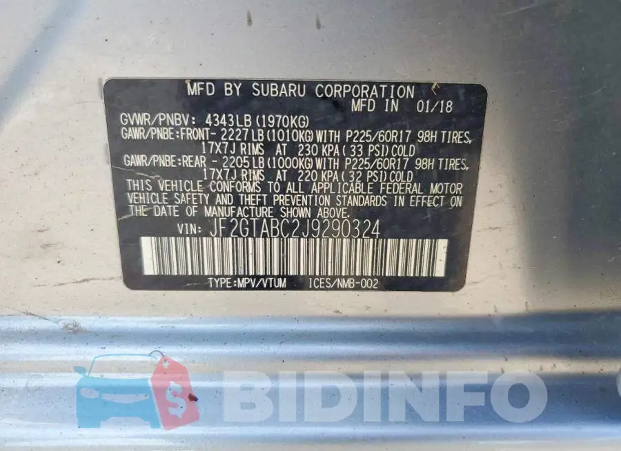 JF2GTABC2J9290324 Photo# 13