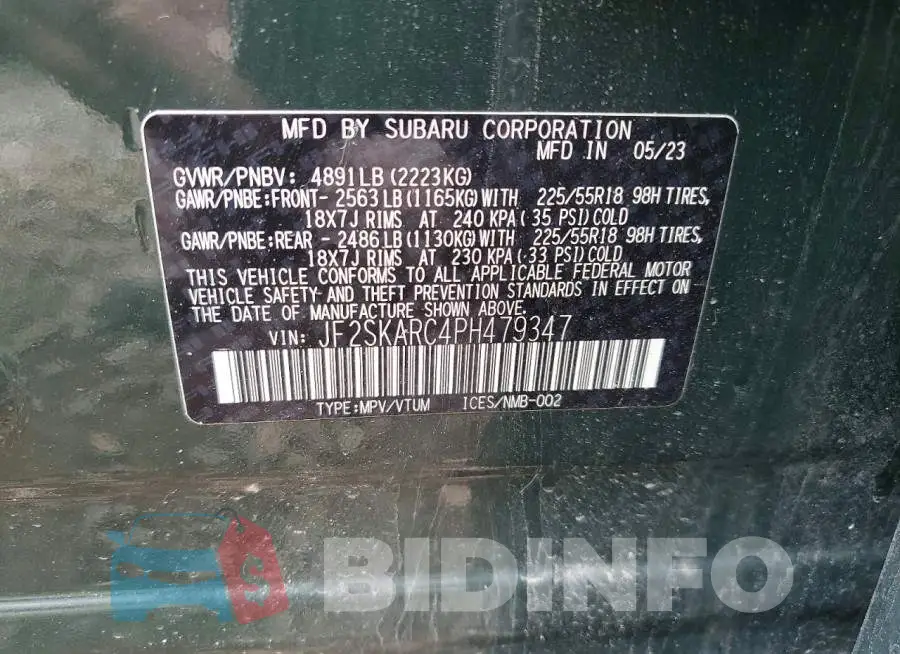 JF2SKARC4PH479347 Photo# 13