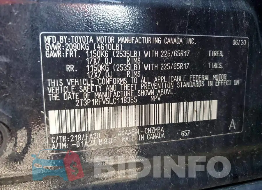 2T3P1RFV5LC118355 Photo# 12