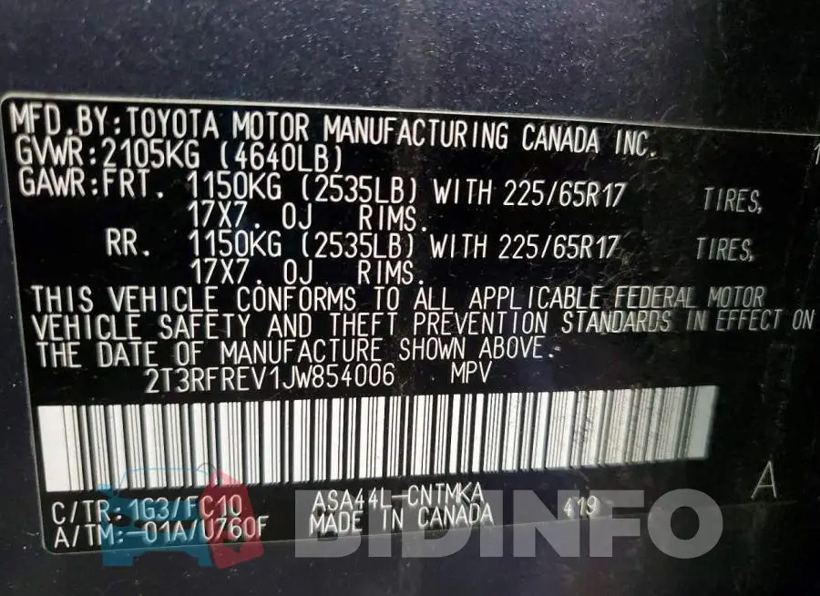 2T3RFREV1JW854006 Photo# 13