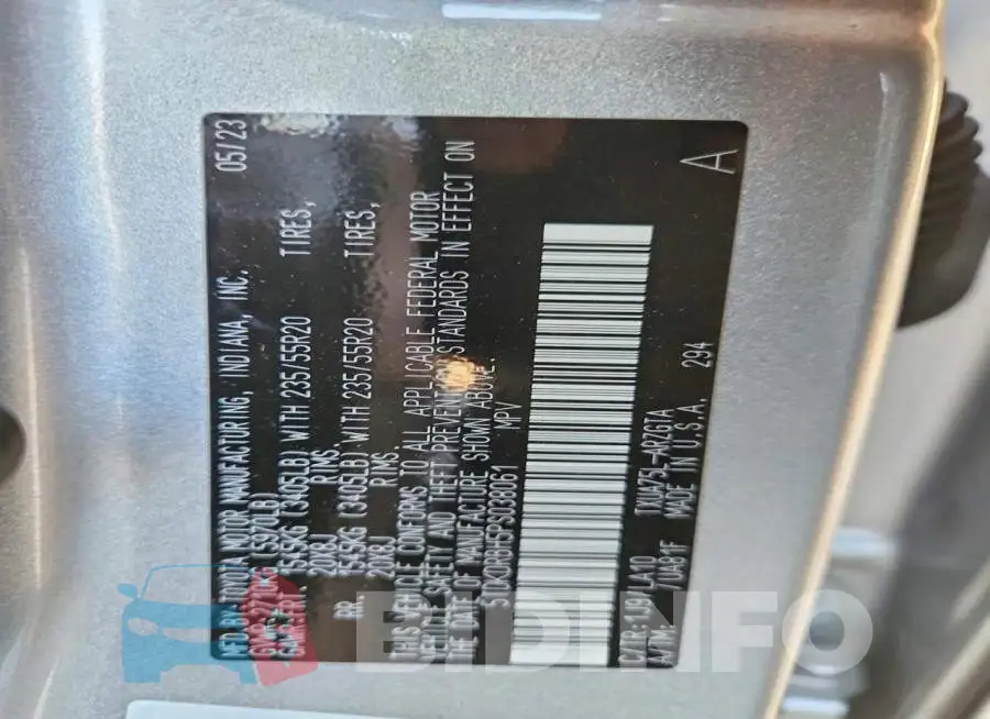 5TDKDRBH5PS038061 Photo# 13