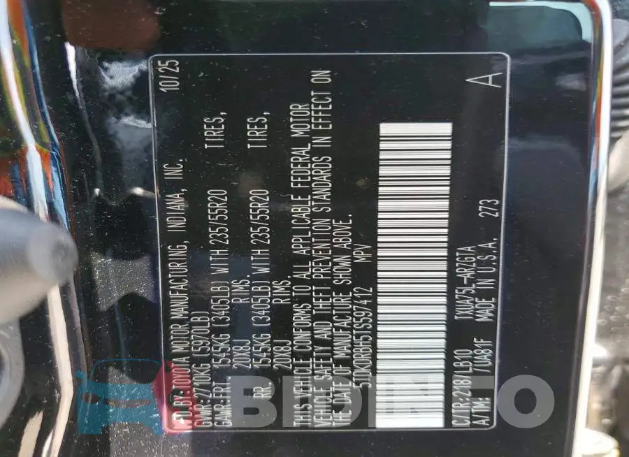 5TDKDRBH5TS597412 Photo# 13