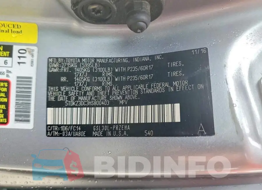 5TDKZ3DC3HS800403 Photo# 14