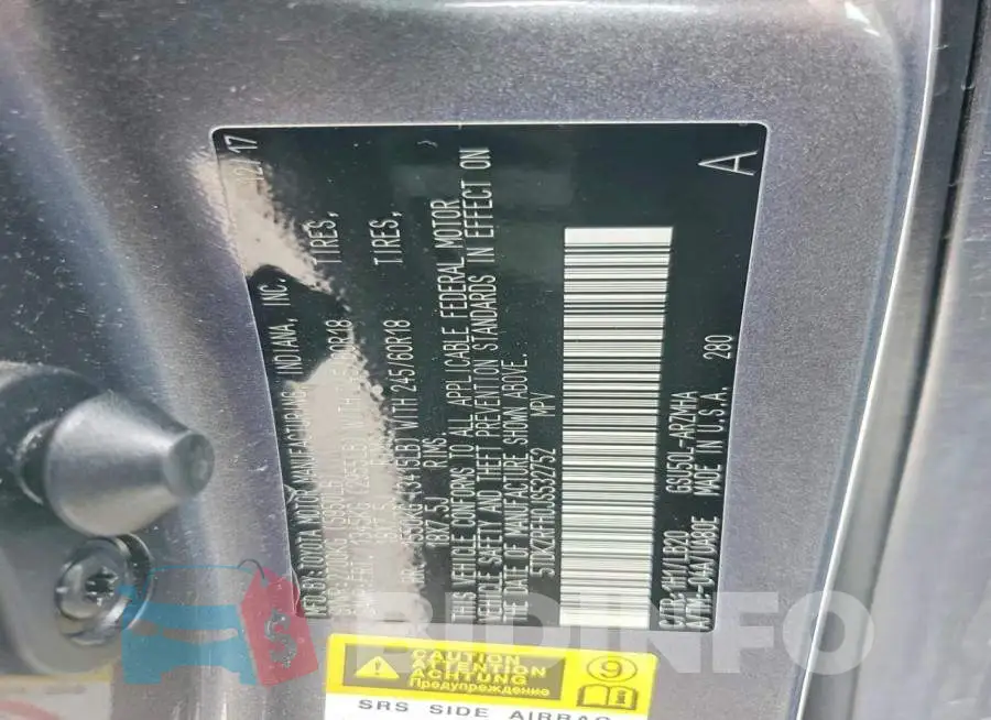 5TDKZRFH0JS532752 Photo# 14