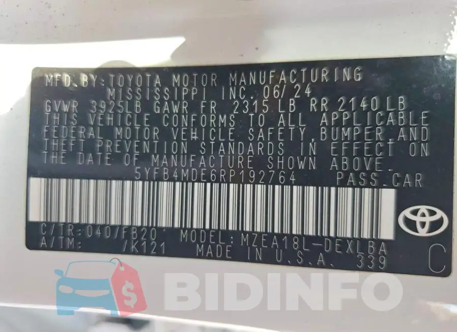 5YFB4MDE6RP192764 Photo# 13