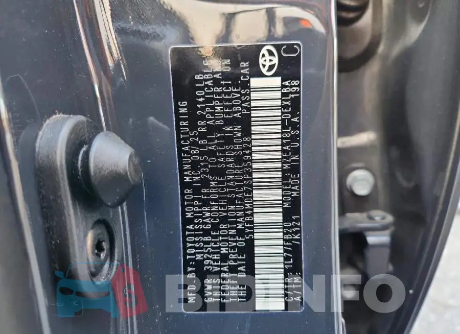 5YFB4MDE7SP359428 Photo# 12