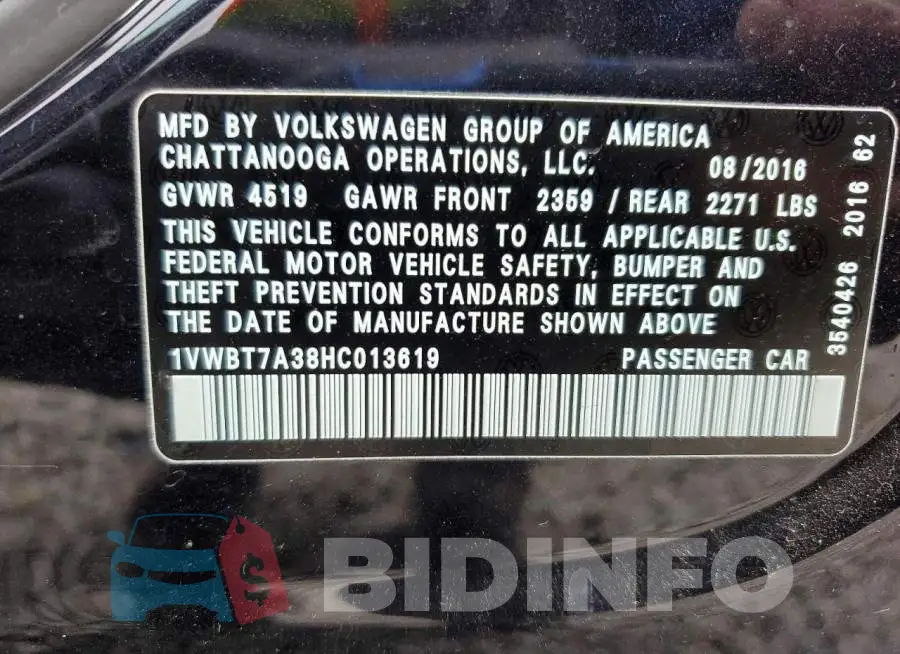 1VWBT7A38HC013619 Photo# 12