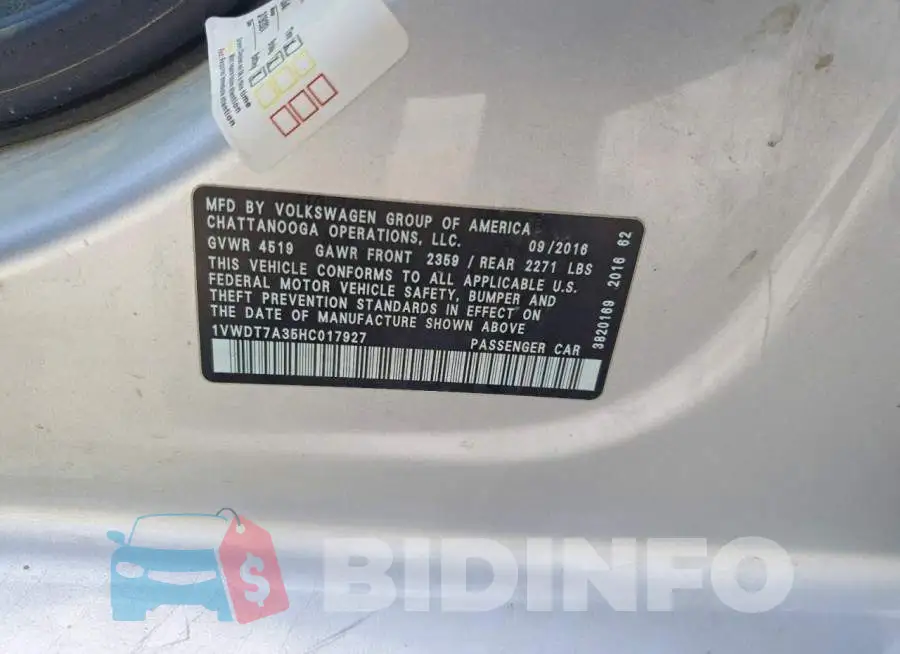 1VWDT7A35HC017927 Photo# 12
