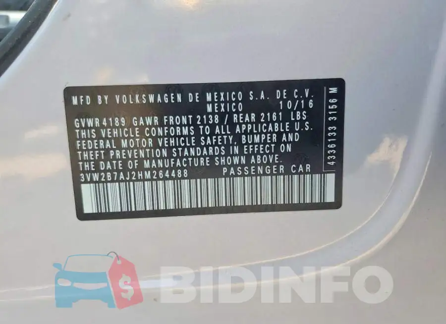3VW2B7AJ2HM264488 Photo# 13