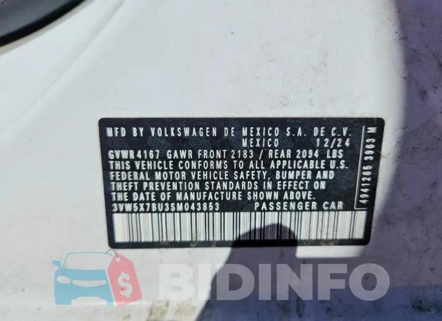 3VW5X7BU3SM043853 Photo# 12