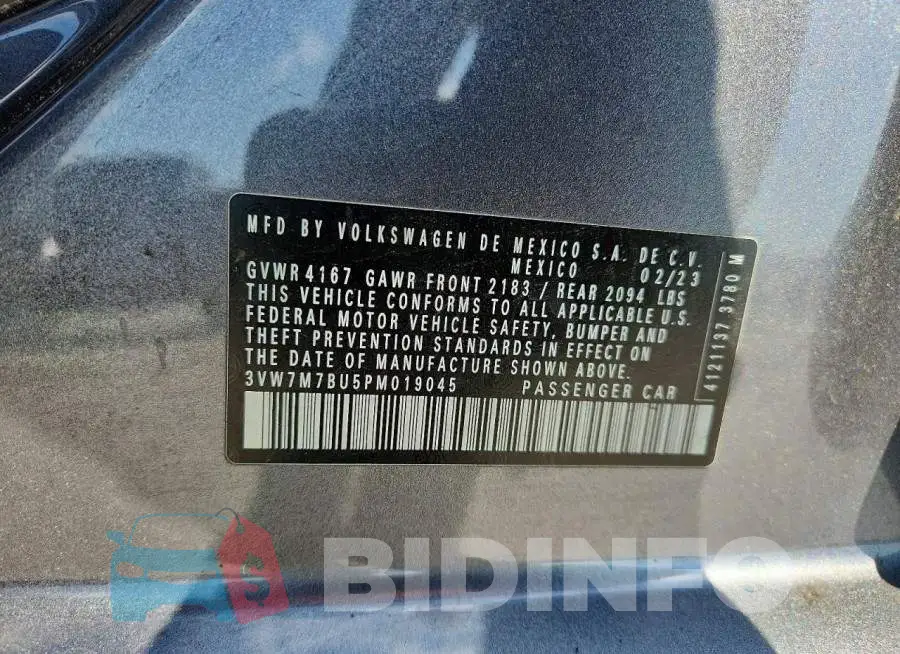 3VW7M7BU5PM019045 Photo# 12
