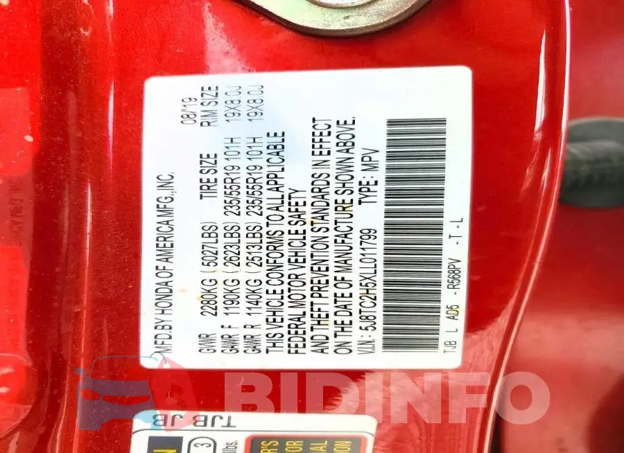5J8TC2H5XLL011799 Photo# 13