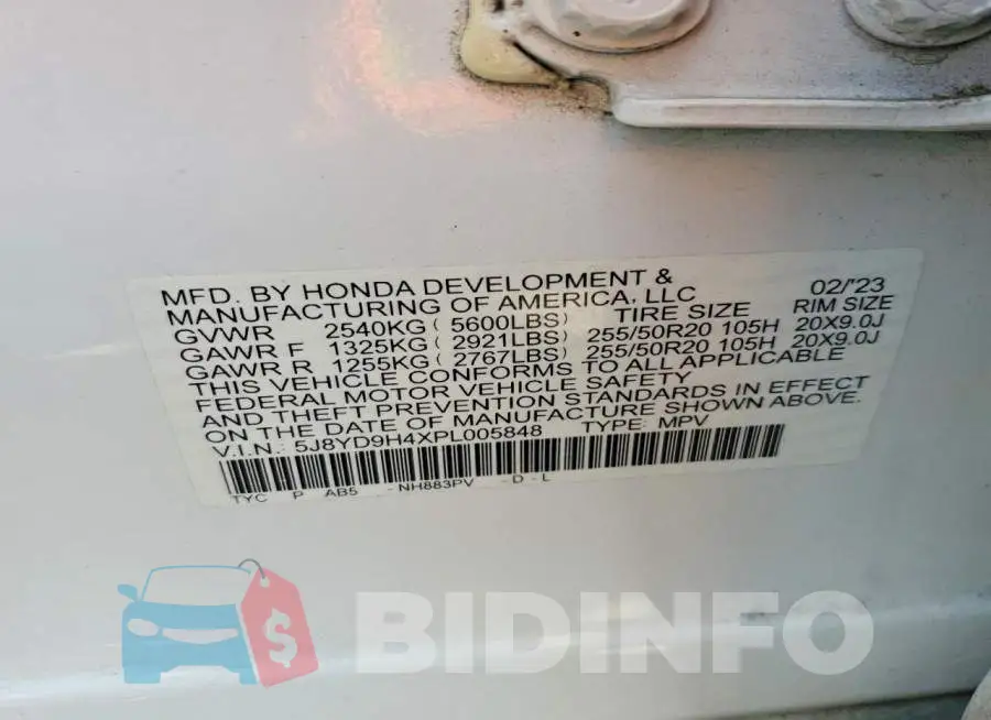 5J8YD9H4XPL005848 Photo# 14