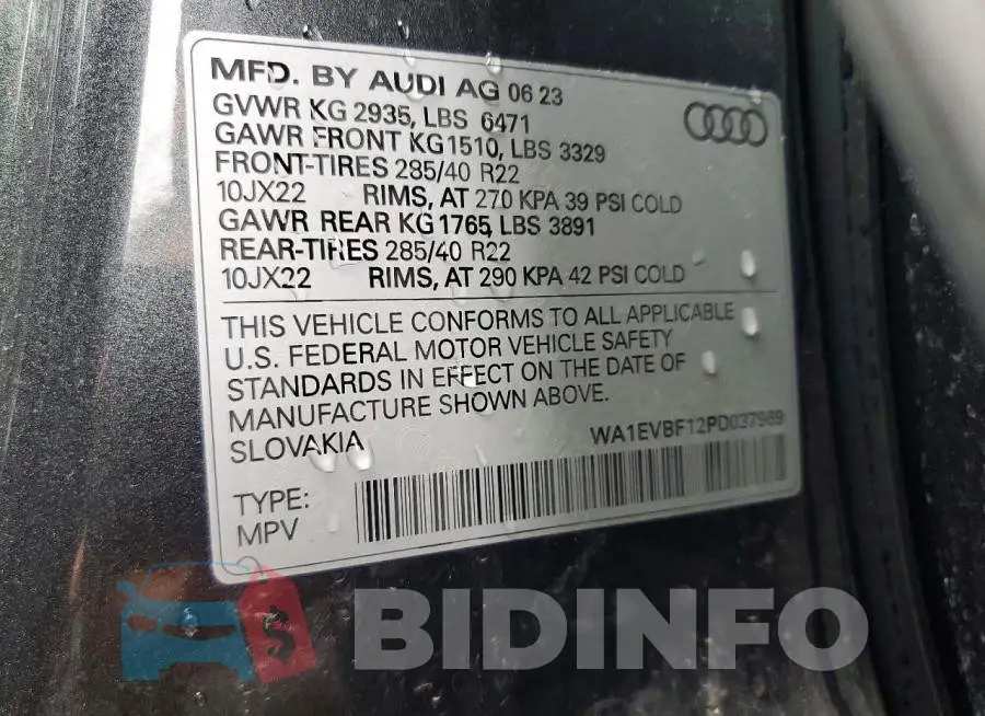 WA1EVBF12PD037969 Photo# 13