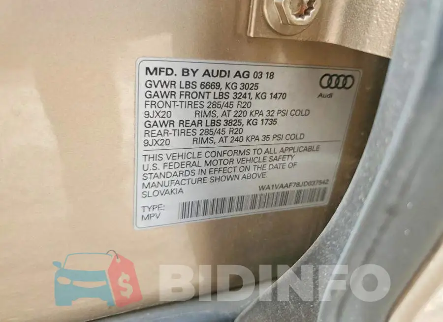 WA1VAAF78JD037542 Photo# 12