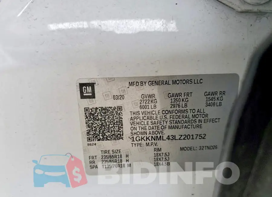 1GKKNML43LZ201752 Photo# 13