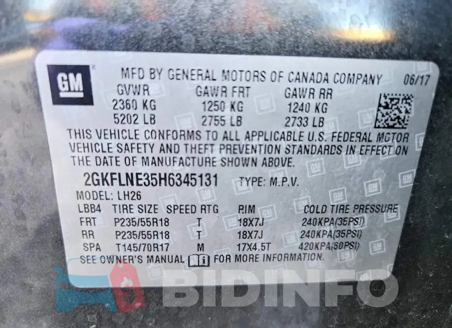 2GKFLNE35H6345131 Photo# 14