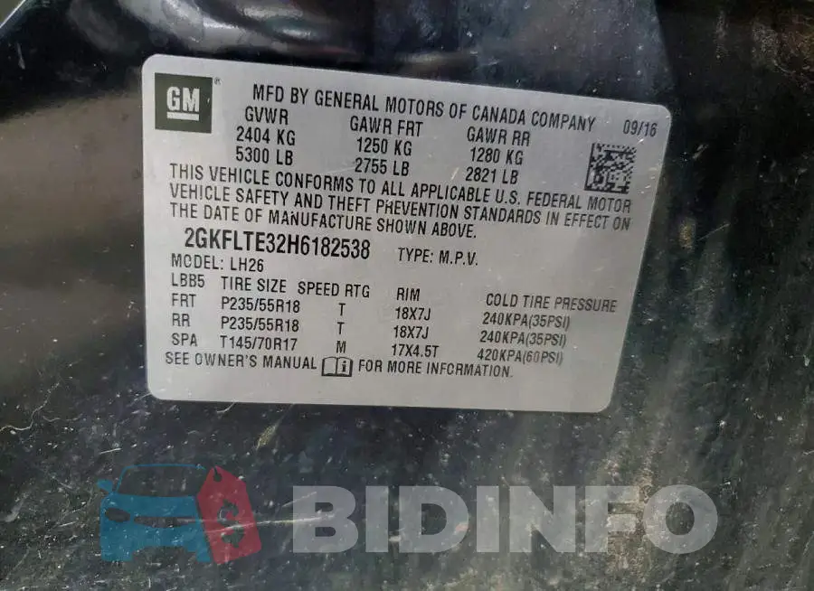 2GKFLTE32H6182538 Photo# 13