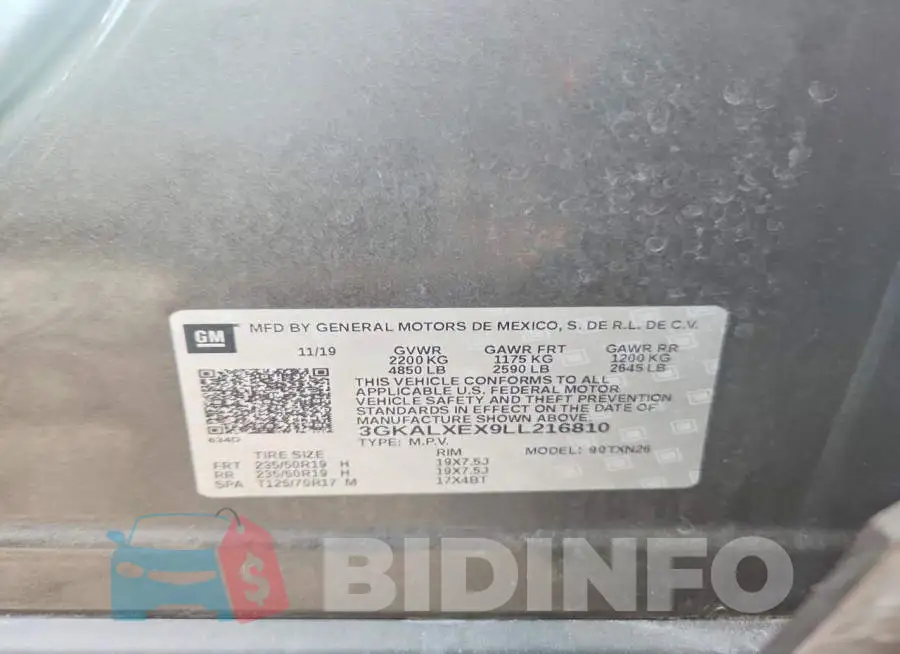 3GKALXEX9LL216810 Photo# 12