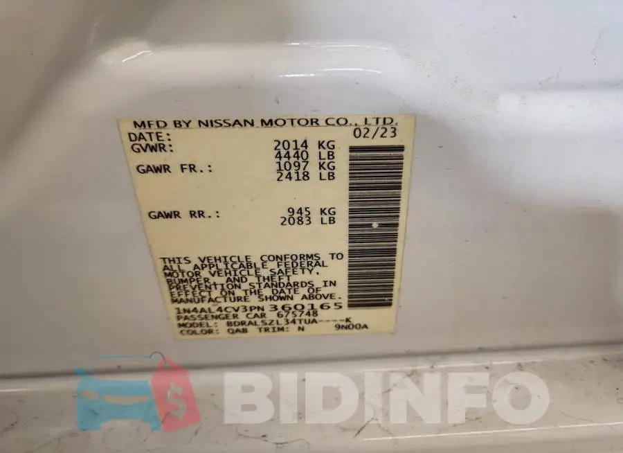 1N4AL4CV3PN360165 Photo# 13