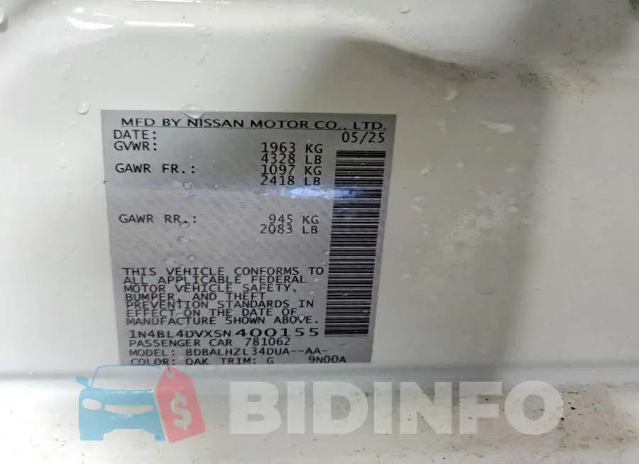 1N4BL4DVXSN400155 Photo# 12