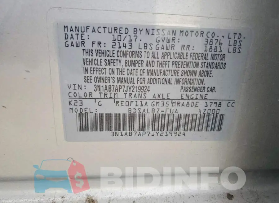 3N1AB7AP7JY219924 Photo# 13