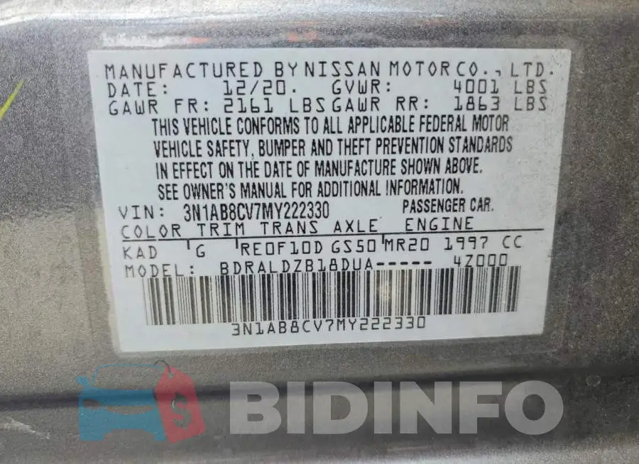 3N1AB8CV7MY222330 Photo# 12
