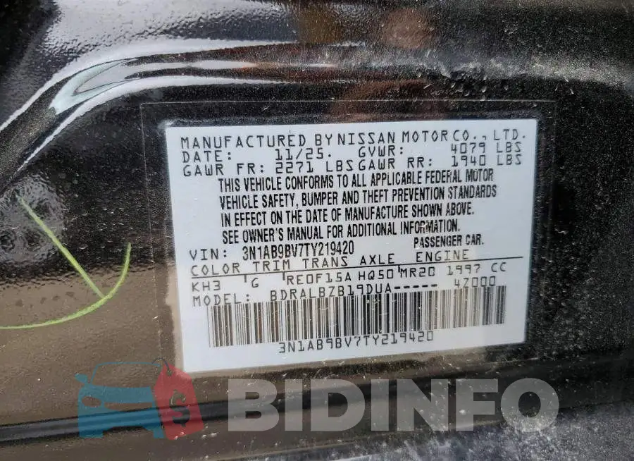3N1AB9BV7TY219420 Photo# 12