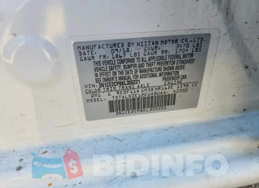 3N1CE2CP8KL355221 Photo# 12