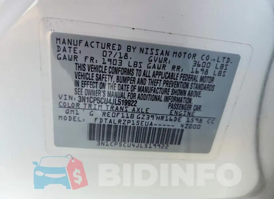 3N1CP5CU4JL519922 Photo# 13
