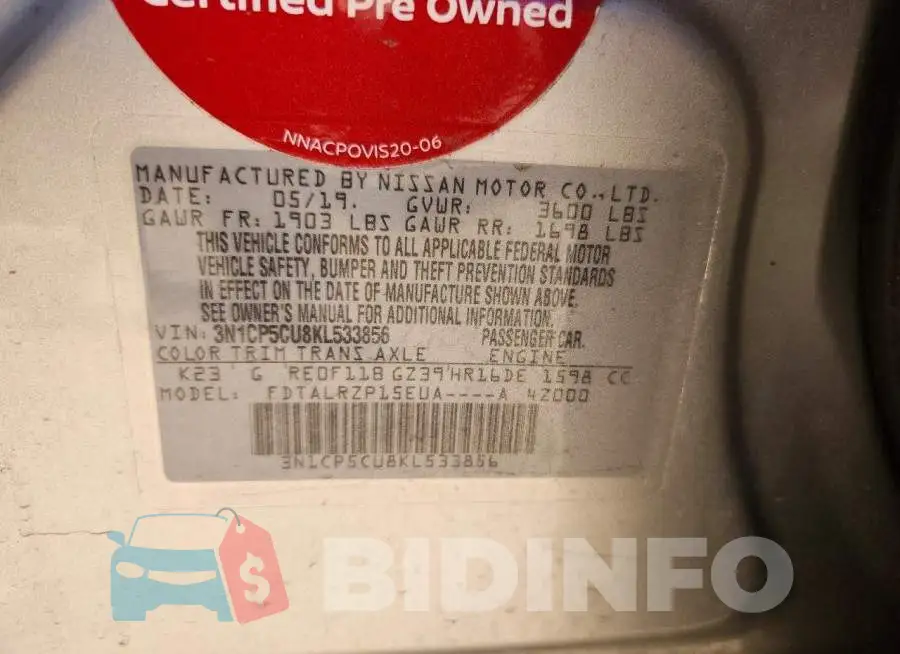 3N1CP5CU8KL533856 Photo# 12