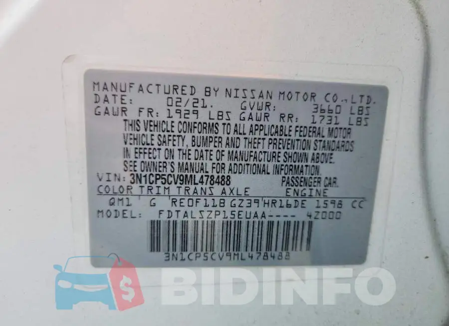 3N1CP5CV9ML478488 Photo# 13