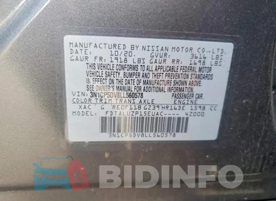 3N1CP5DV8LL560578 Photo# 13