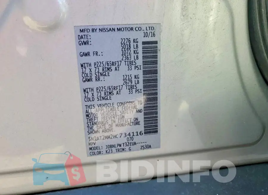 5N1AT2MM2HC734116 Photo# 13